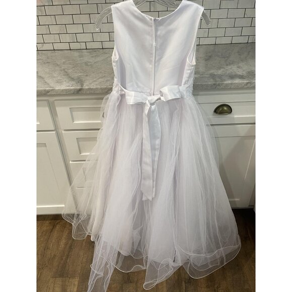 Joy Kids Dress Girls 18 White Lace Tulle Long Flower Girl Ball Gown Wedding - Picture 5 of 11